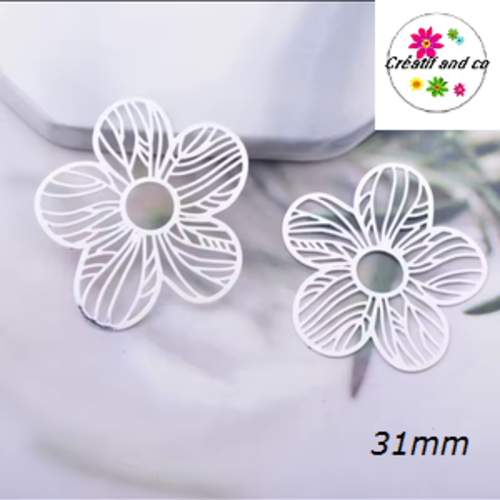 Breloque estampe fleur argent  31mm