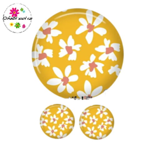 Lot cabochon fleuri 25mm et 2 cabochons 12mm