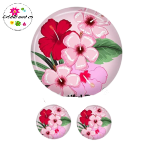 Lot cabochon fleuri 25mm et 2 cabochons 12mm