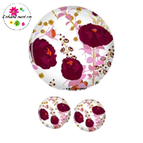 Lot cabochon fleuri 25mm et 2 cabochons 12mm
