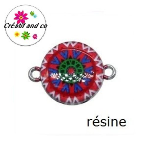 Connecteur cabochon résine couleur 25mm