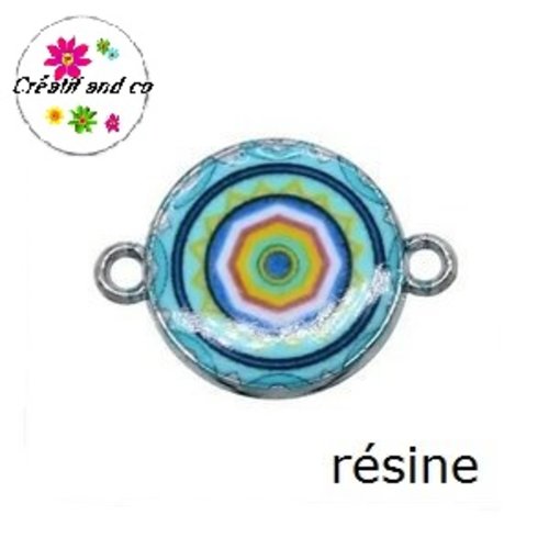 Connecteur cabochon résine couleur 25mm