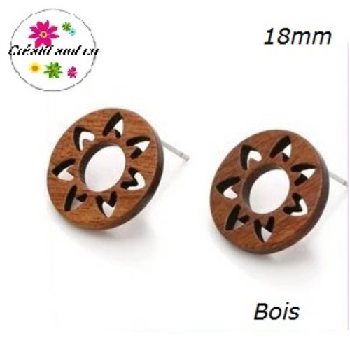 Puce oreille fleur bois 18mm