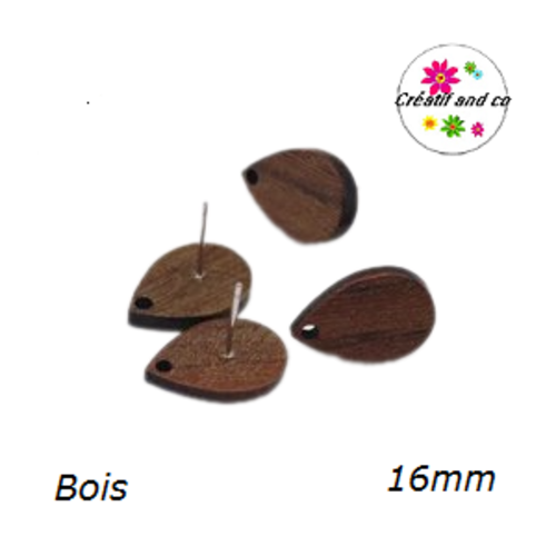 Puce oreille goutte bois 16mm
