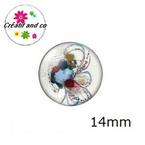 X2 cabochons fleur abstraite 14mm