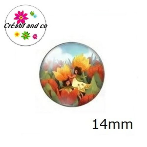 X2 cabochons fée 14mm