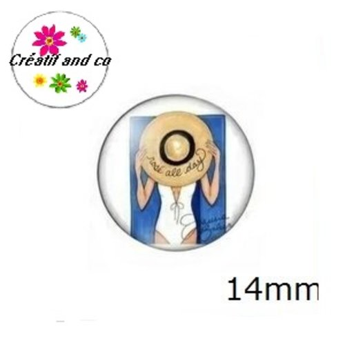 X2 cabochons femme à la plage 14mm
