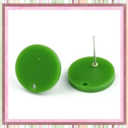 Clou oreille cercle vert acrylique et tige argent 925