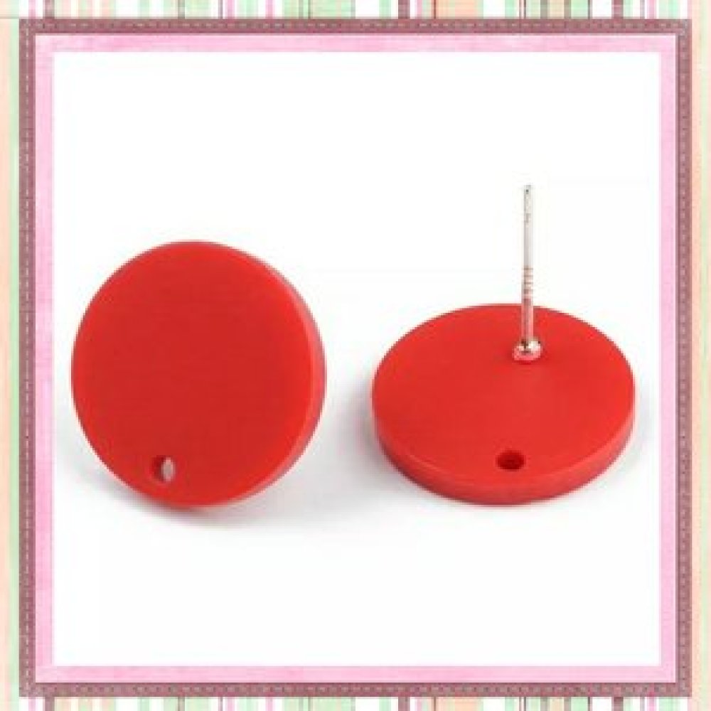 Clou oreille cercle rose acrylique et tige argent 925 - Un grand marché