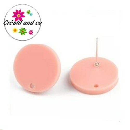 Clou oreille cercle rose acrylique et tige argent 925
