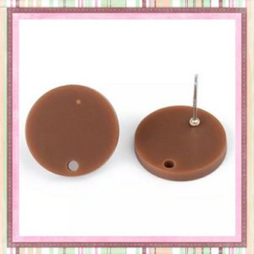 Clou oreille cercle chocolat acrylique et tige argent 925