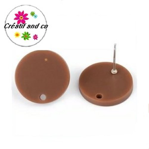 Clou oreille cercle chocolat acrylique et tige argent 925