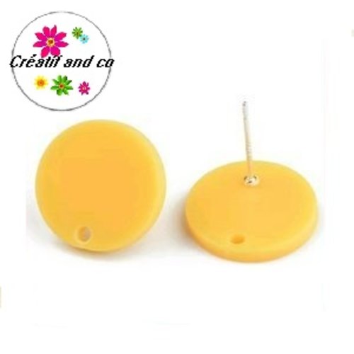 Clou oreille cercle jaune foncé acrylique et tige argent 925