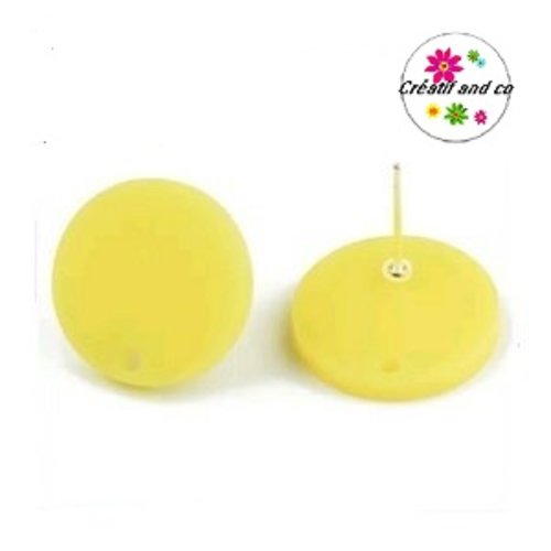Clou oreille cercle jaune acrylique et tige argent 925