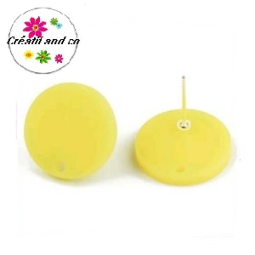Clou oreille cercle jaune acrylique et tige argent 925