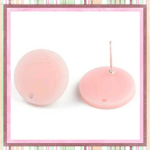 Clou oreille cercle rose pâle acrylique et tige argent 925