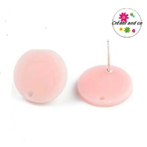 Clou oreille cercle rose pâle acrylique et tige argent 925