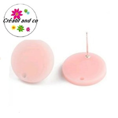 Clou oreille cercle rose pâle acrylique et tige argent 925