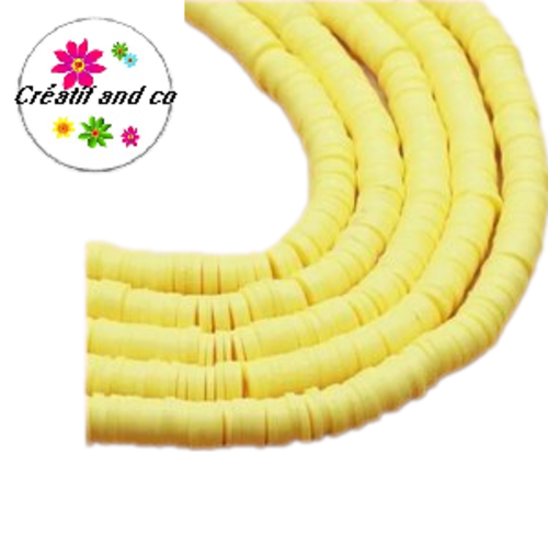X50 perles heishi jaunes 4mm