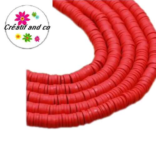 X50 perles heishi rouges 4mm