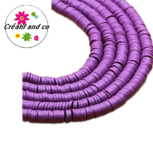 X50 perles heishi mauves 4mm