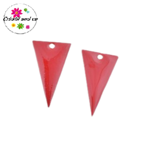 X2 pendentifs triangle rouge émail 22mm