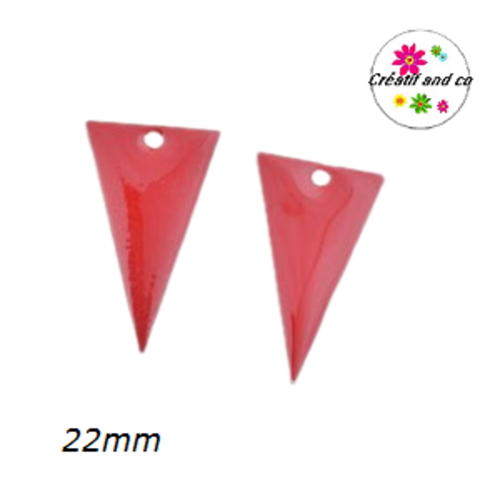 X2 pendentifs triangles rouges émail 22mm