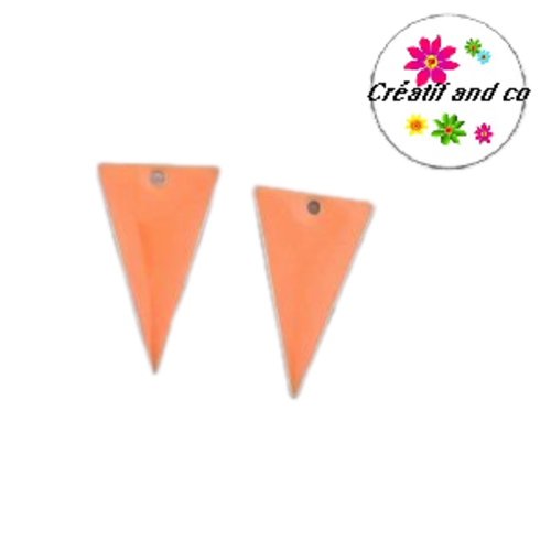 X2 pendentifs triangle orange émail 22mm