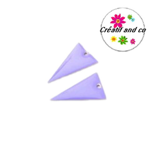 X2 pendentifs triangle mauve émail 22mm