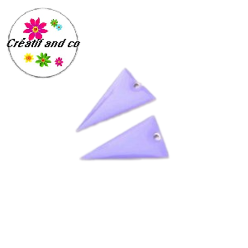 X2 pendentifs triangle mauve émail 22mm