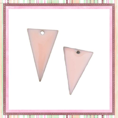 X2 pendentifs triangle rose pâle émail 22mm