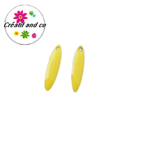X2 pendentifs longs jaunes émail 20mm