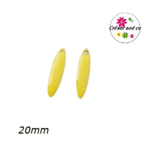 X2 pendentifs longs jaunes émail 20mm