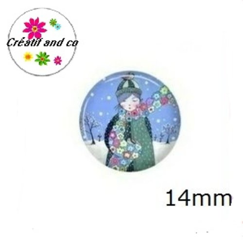 X2 cabochons à motif 14mm
