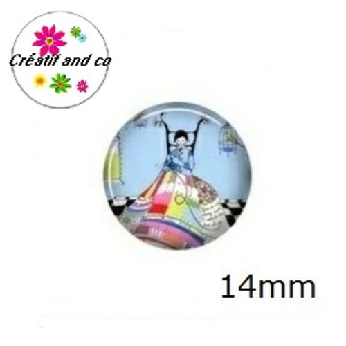 X2 cabochons à motif 14mm
