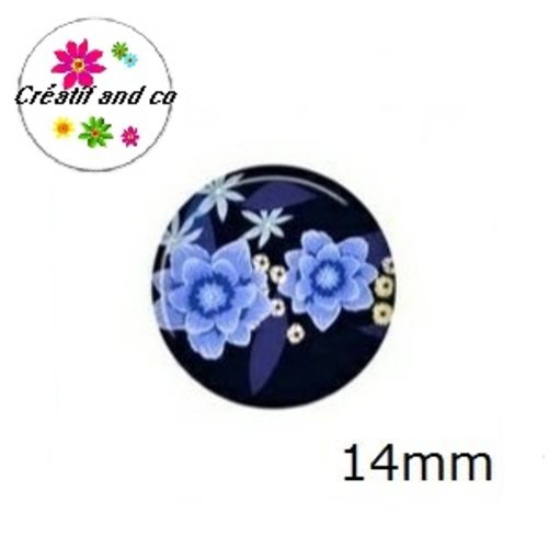 X2 cabochons fleuris 14mm
