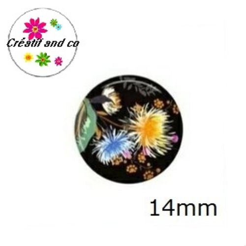 X2 cabochons fleuris 14mm