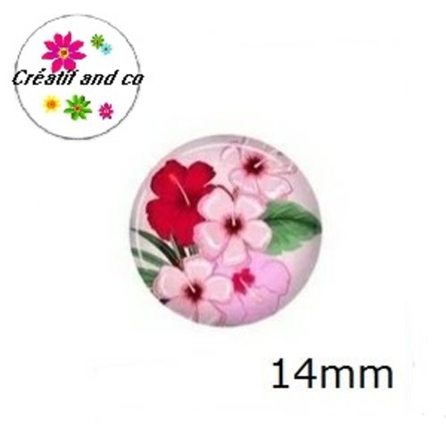 X2 cabochons fleuris 14mm
