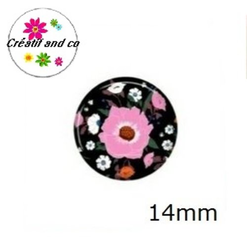 X2 cabochons fleuris 14mm