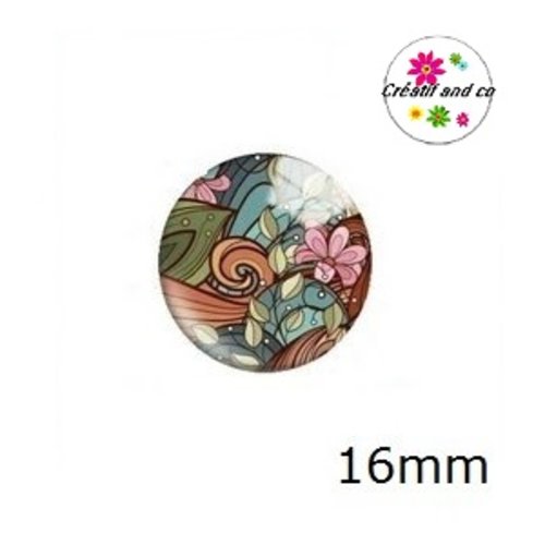 X2 cabochons fleuris 16mm