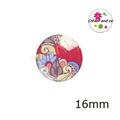 X2 cabochons fleuris 16mm
