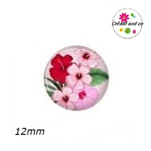 X2 cabochons fleuris 12mm