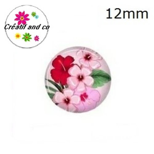 X2 cabochons fleuris 12mm