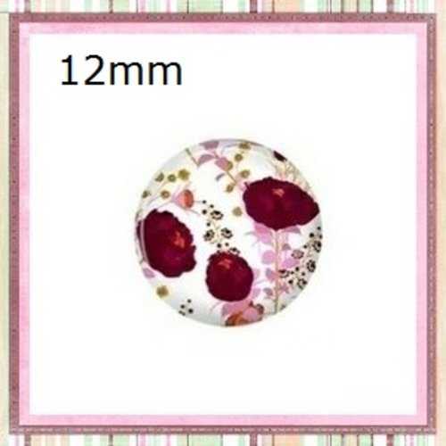 X2 cabochons fleuris 12mm