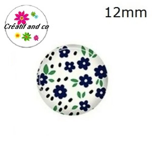 X2 cabochons fleuris 12mm