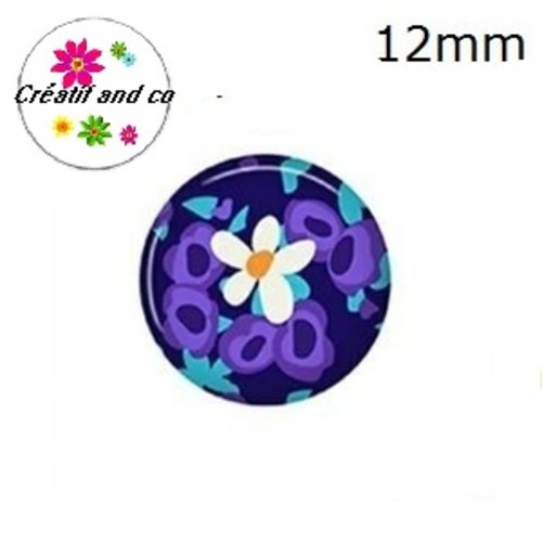 X2 cabochons fleuris 12mm