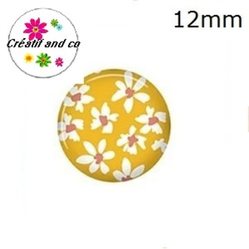 X2 cabochons fleuris 12mm