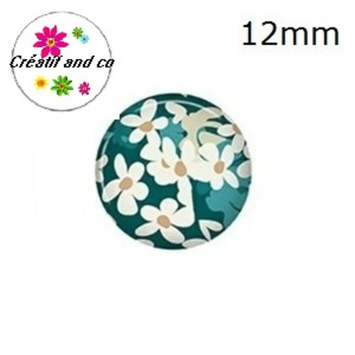 X2 cabochons fleuris 12mm