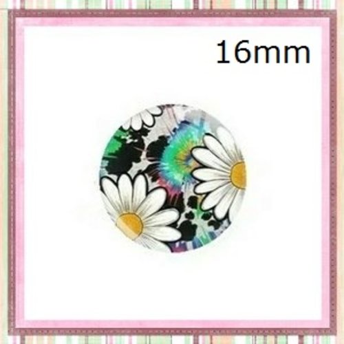 X2 cabochons fleuris 16mm
