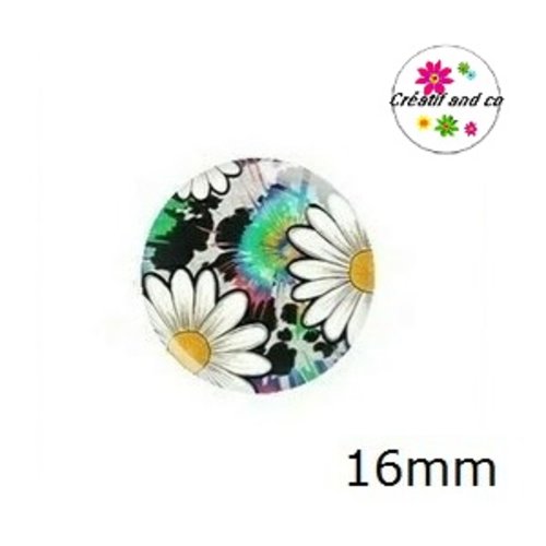 X2 cabochons fleuris 16mm